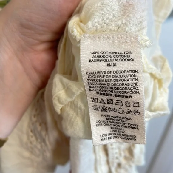 Free People Cream and Pink Floral Embroidered lined mini dress - Picture 3 of 4